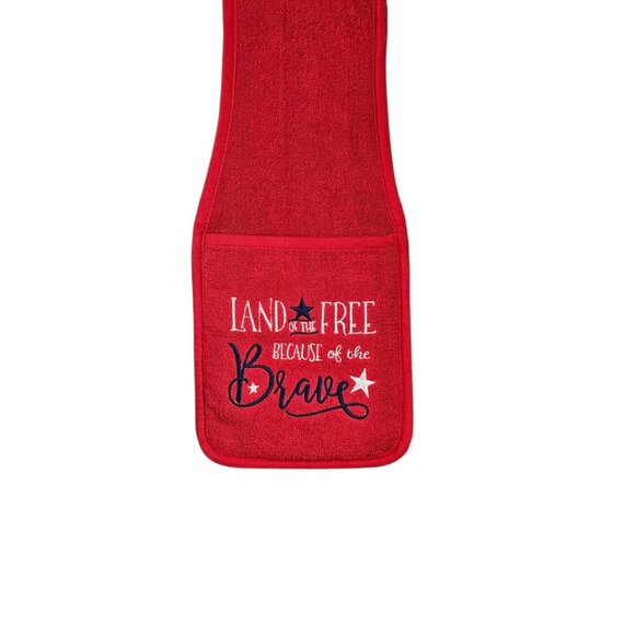 💎Cooking Buddy Towel & Pot Holder by Campanelli Patriotic Red Embroidered Mitt - Picture 4 of 5